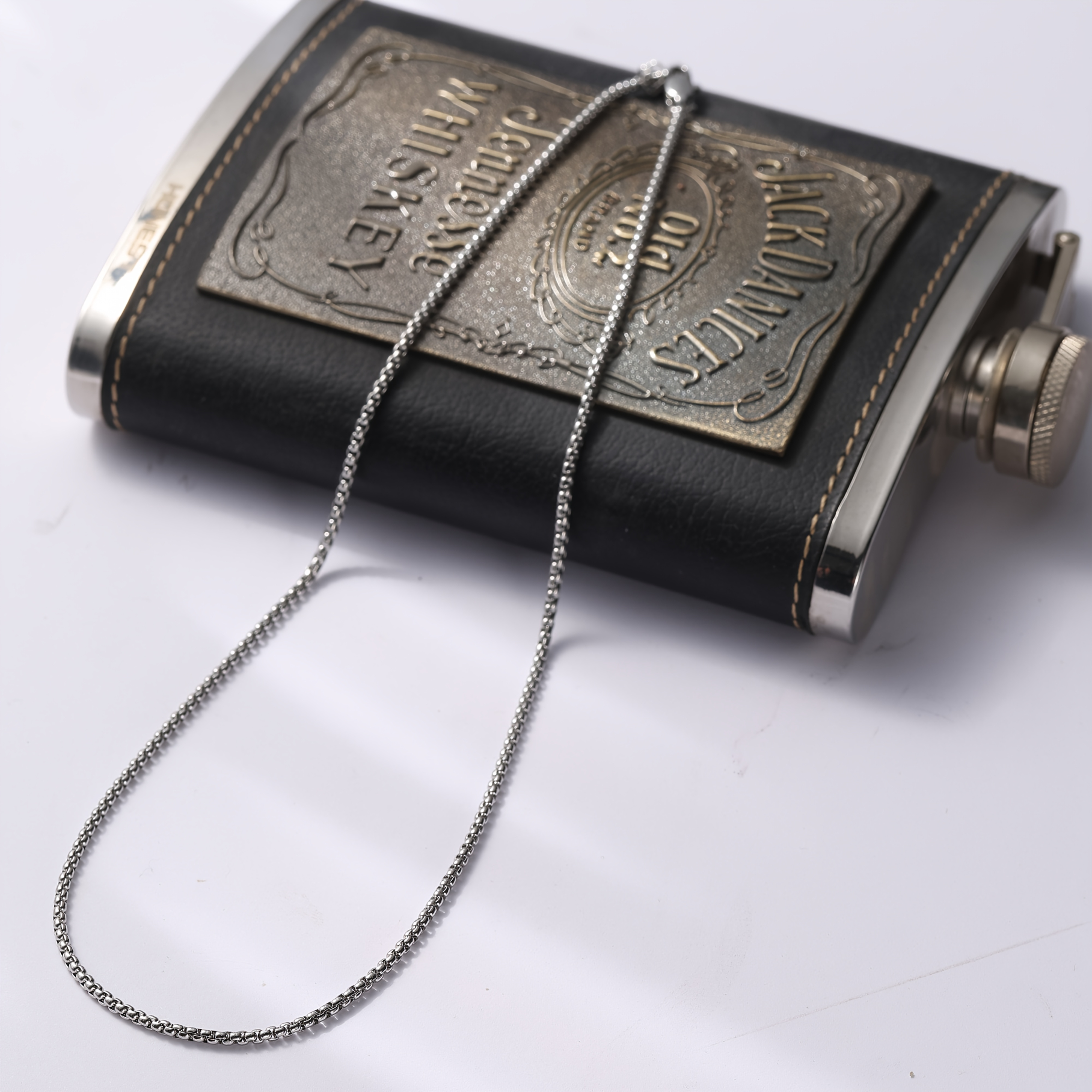 Men's Classic Casual 316 Stainless Steel Necklace, Beaded Chain